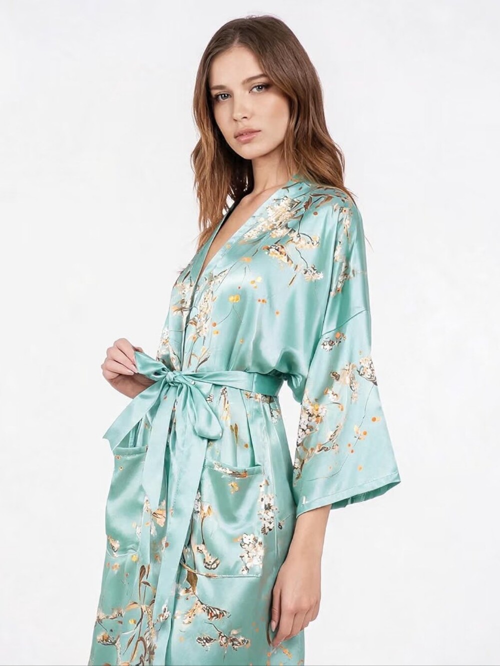 Long Robe Floral Bathrobe Printed Kimono